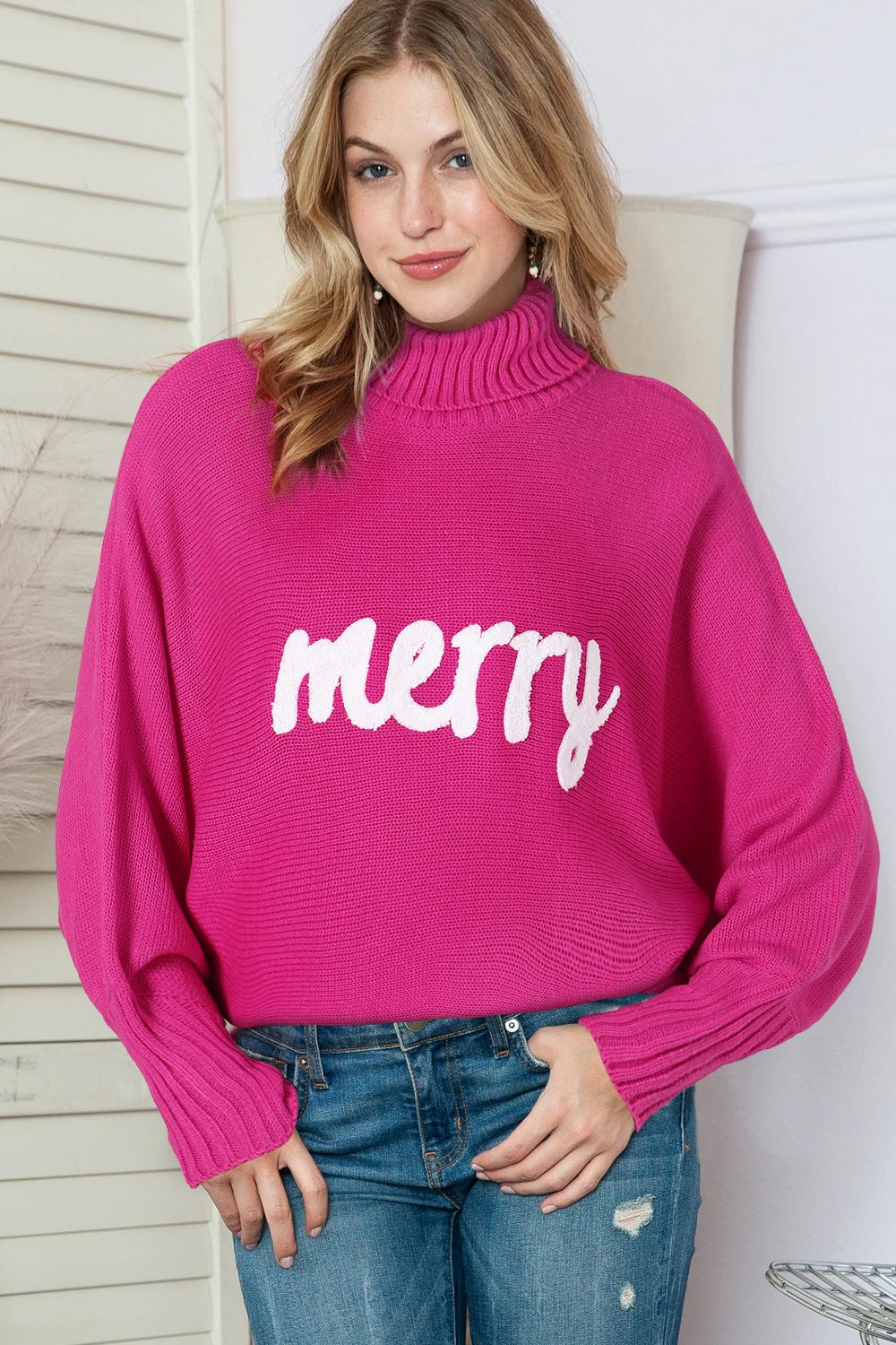 Stilla | Bogstav Broderet Høj Hals Sweater