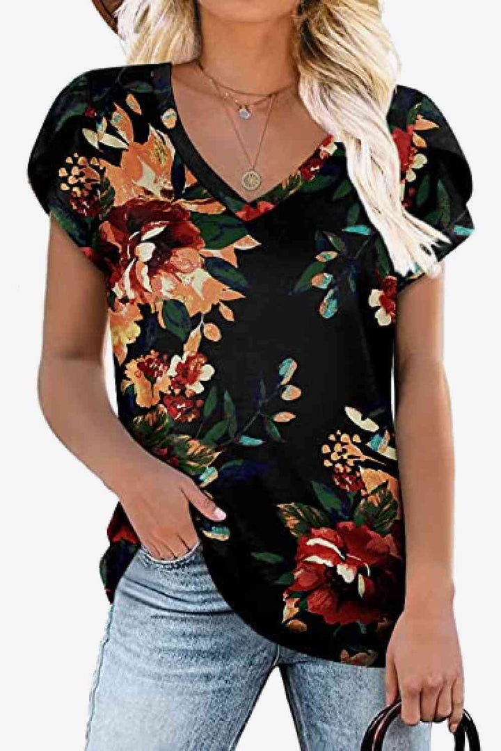 Stilla | Petal Sleeve V-hals Bluse