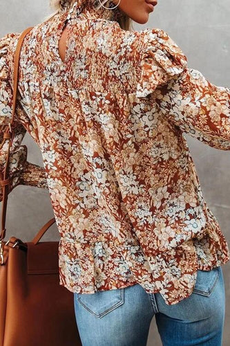 Stilla | Smocked Lantern Sleeve Ruffled Blouse