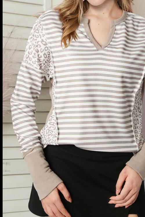 Stilla | Søm Stribet Notch Bluse