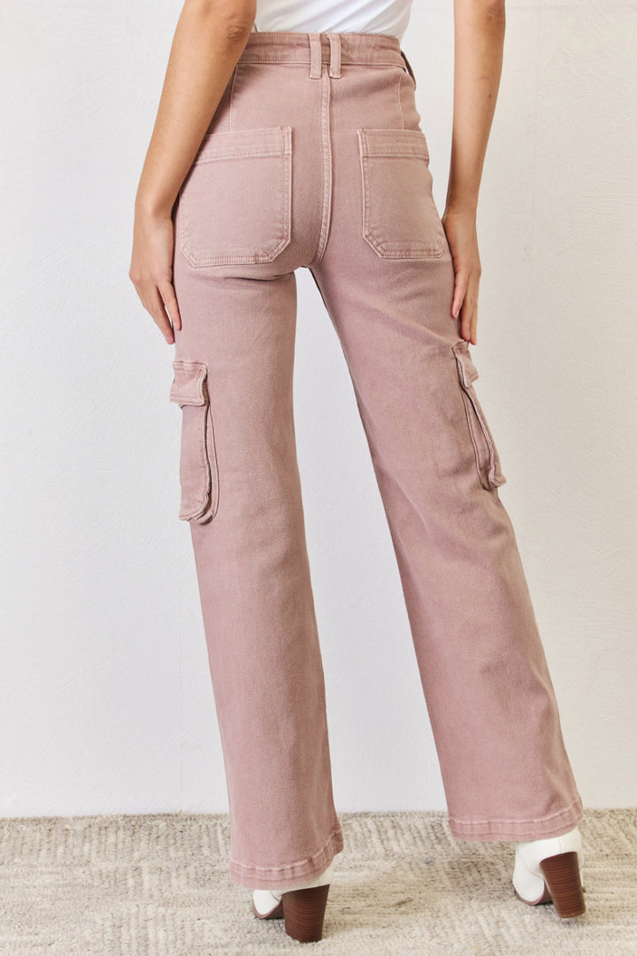 Stilla | Full Size Høj Talje Cargo Bred Ben Jeans