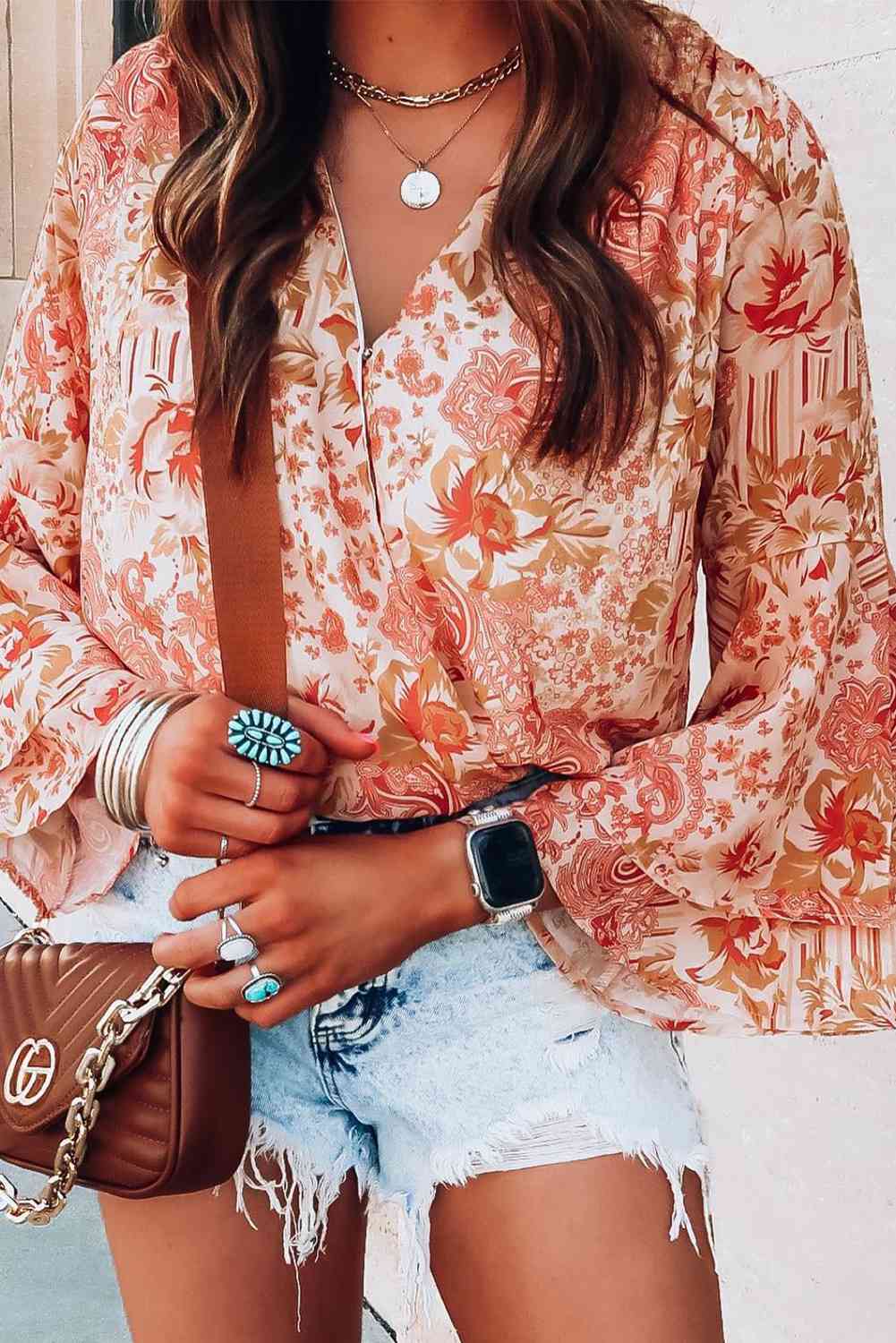 Stilla | Surplice Flare Sleeve Bodysuit