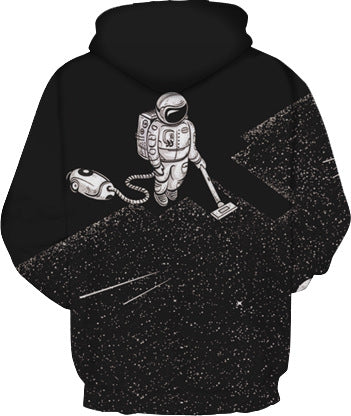 Unisex Hættetrøje med intergalaktisk astronautmotiv og livlige grafikker Stilla