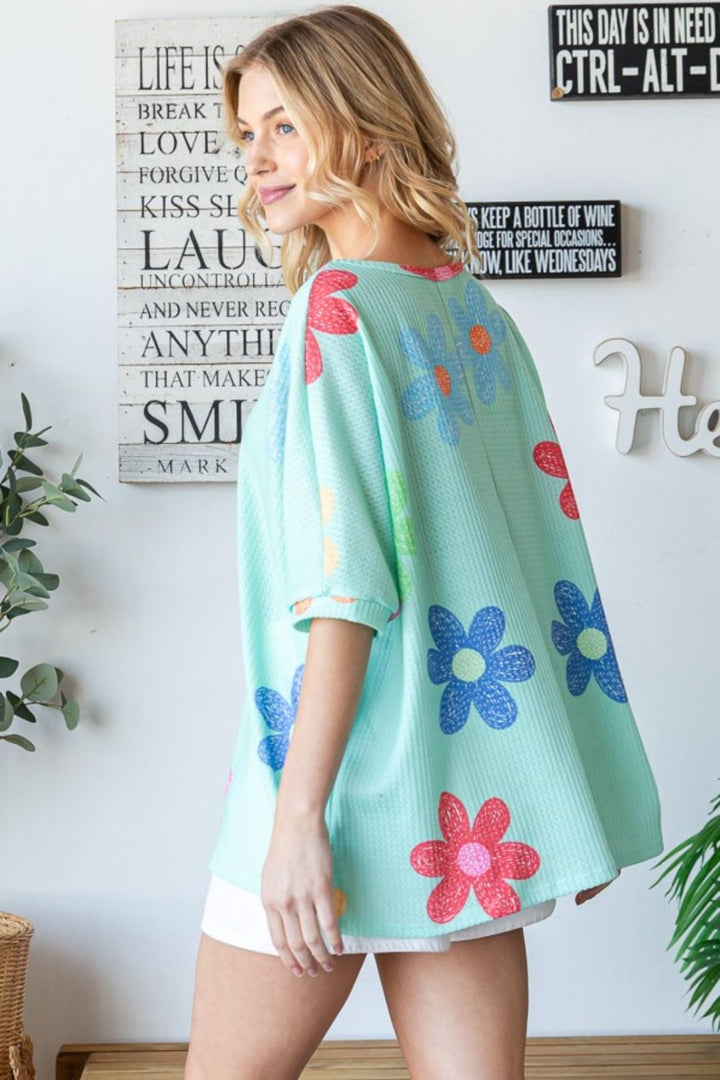 Stilla | Floral Waffle Oversize T-Shirt