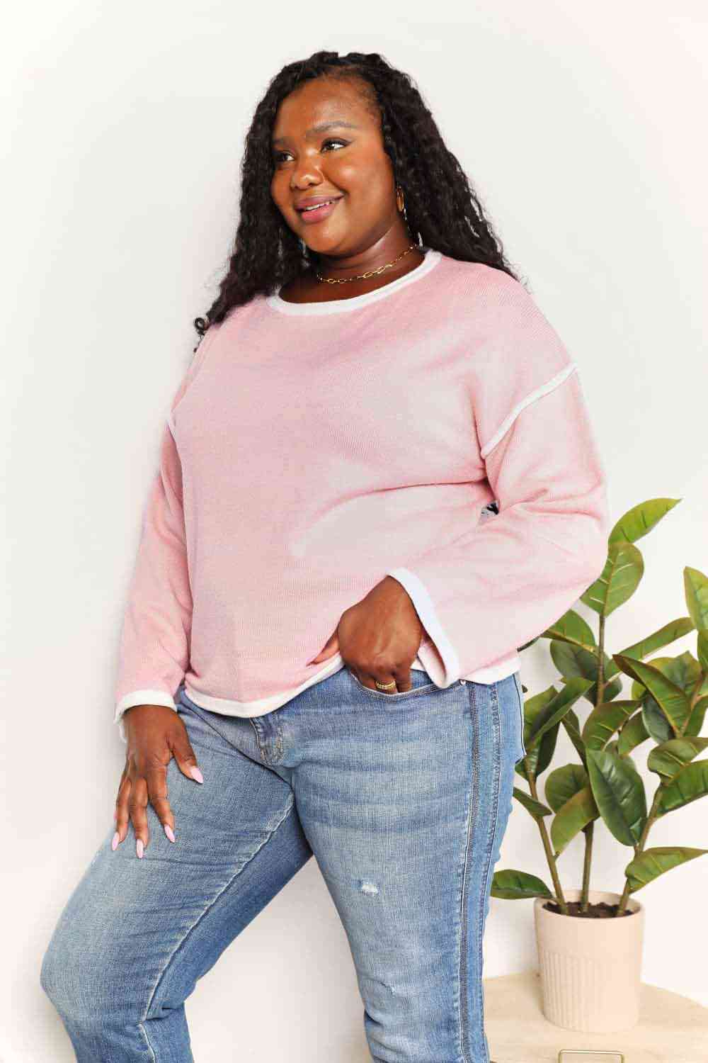 Stilla | Tag Kontrastdetalje Dropped Shoulder Strik Top