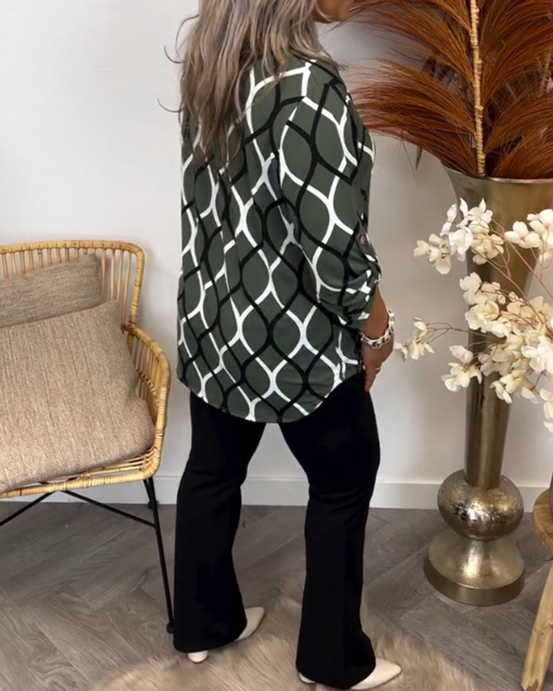 Stilla | Afslappet Bluse med Lange Ærmer og Print