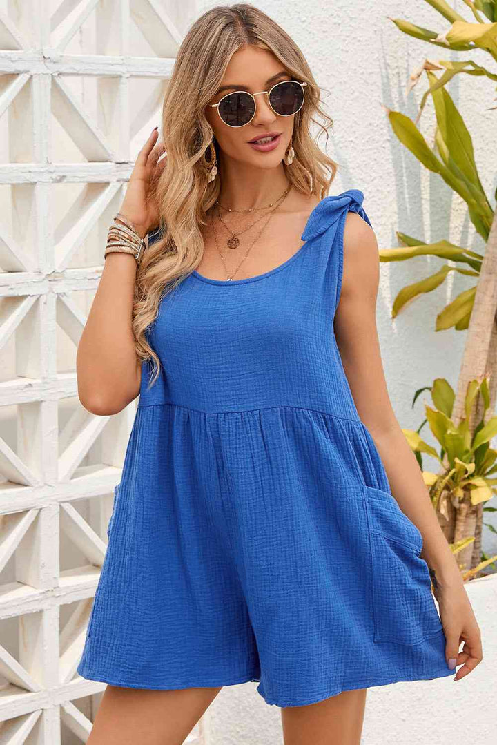 Stilla | Skulder Scoop Neck Romper Med Lommer