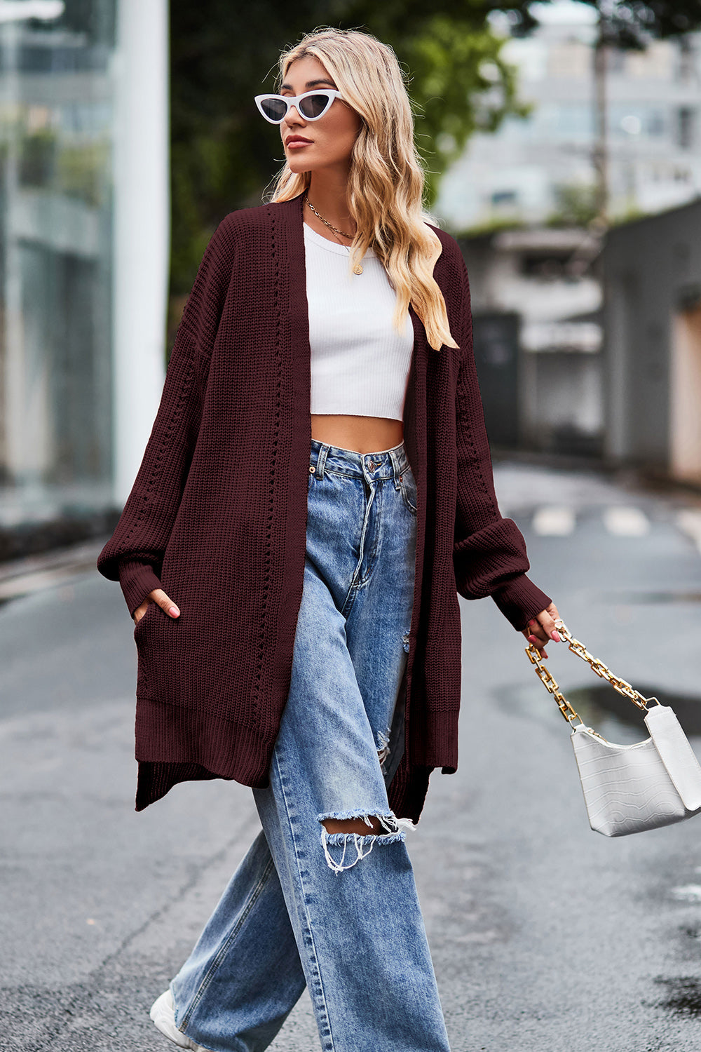 Stilla | Front Dropped Shoulder Longline Cardigan