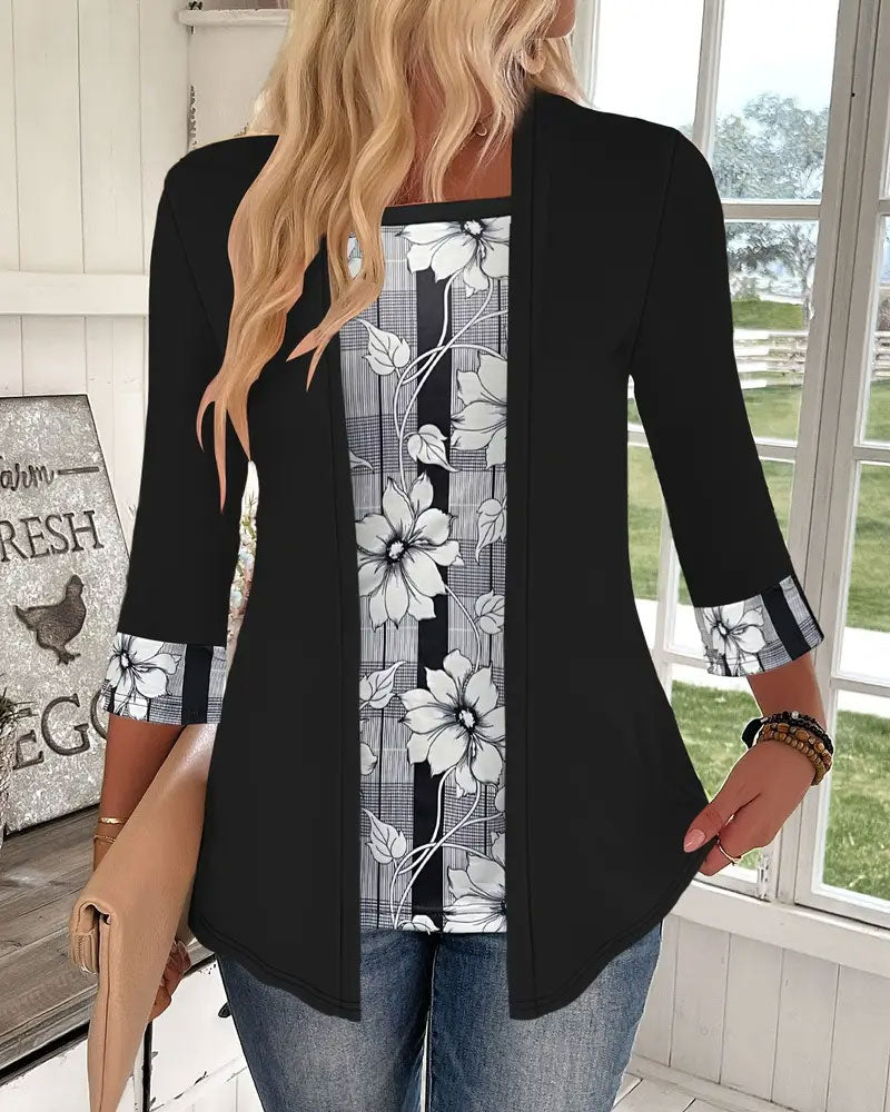 Stilla | Top med Lange Ærmer i Fake To-delt Design