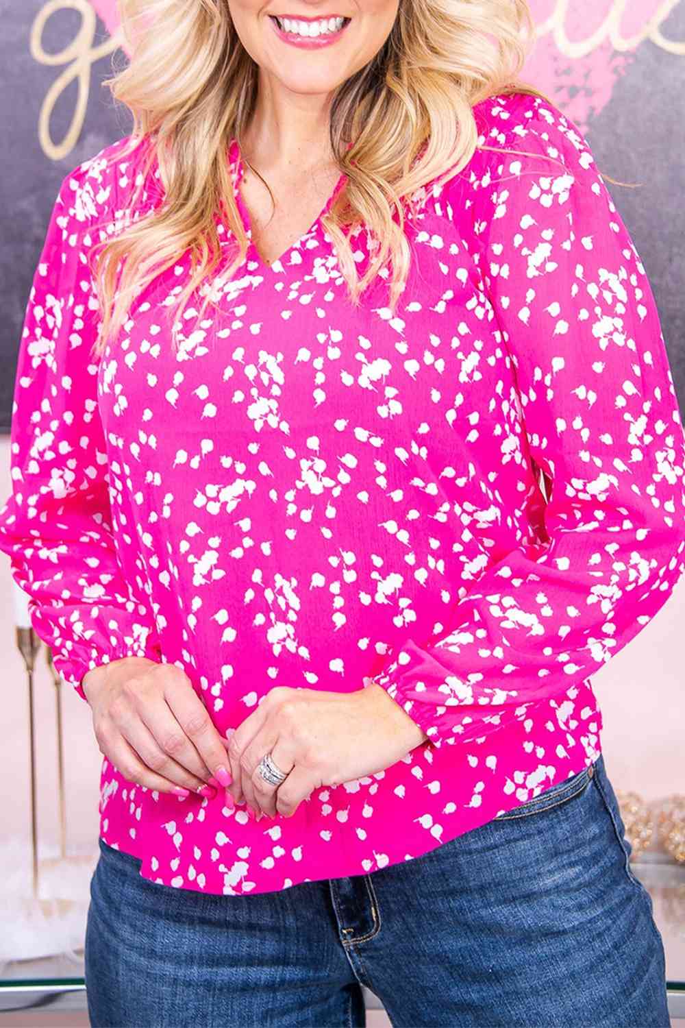 Stilla | Størrelse Notched Neck Smocked Blouse