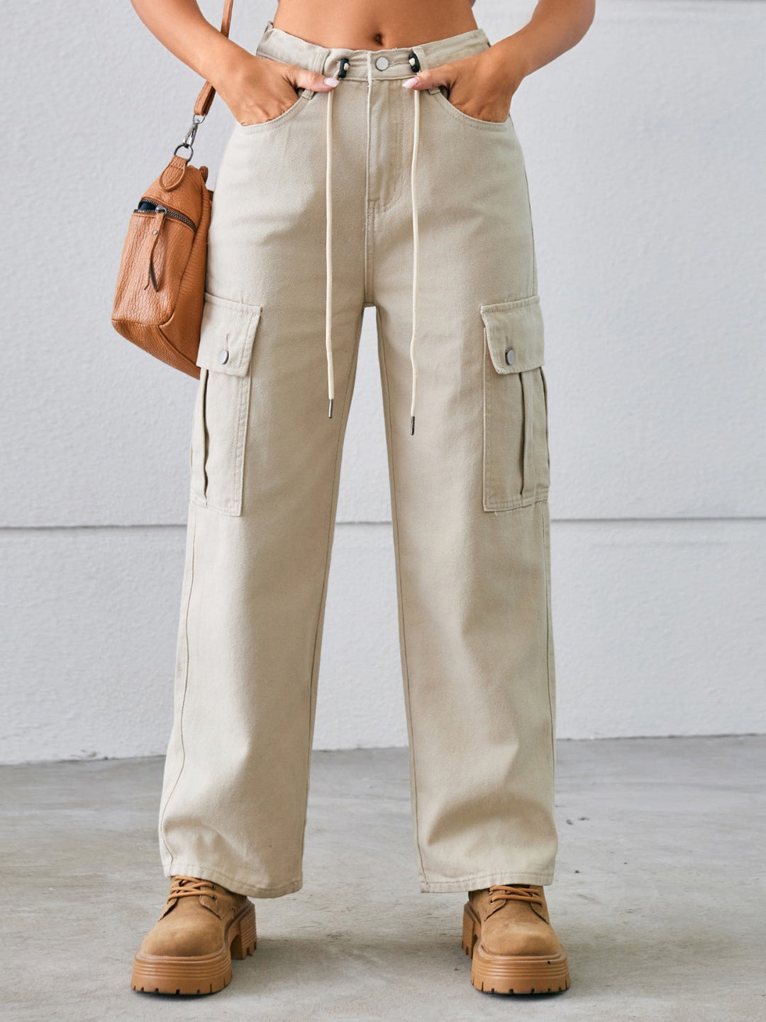 Stilla | Mellem-Høj Talje Lige Cargo Jeans