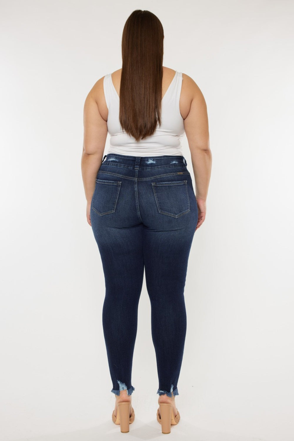 Stilla | Full Size Cat's Whiskers Raw Hem Høj Talje Jeans