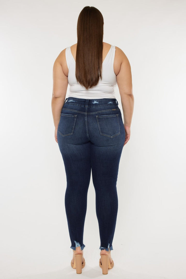Stilla | Full Size Cat's Whiskers Raw Hem High Waist Jeans