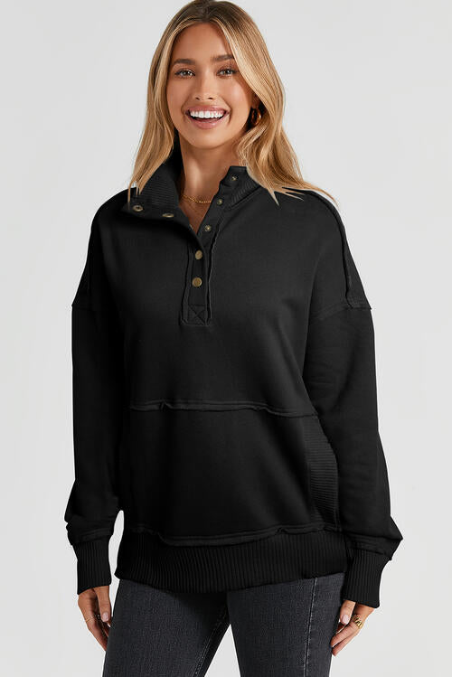 Stilla | Snap Drop Shoulder Langærmet Sweatshirt