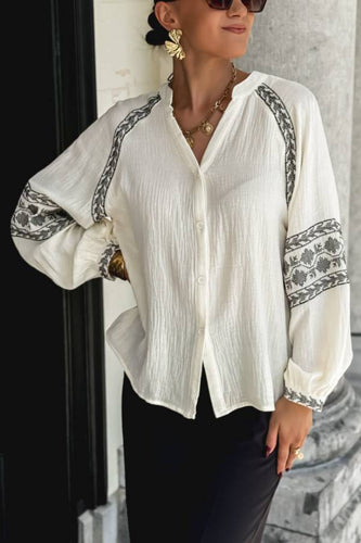 Stilla | Langærmet Bluse Med Broderidetaljer
