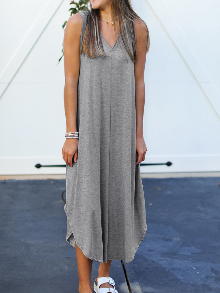 Stilla | Størrelse V-hals Midi Tank Kjole