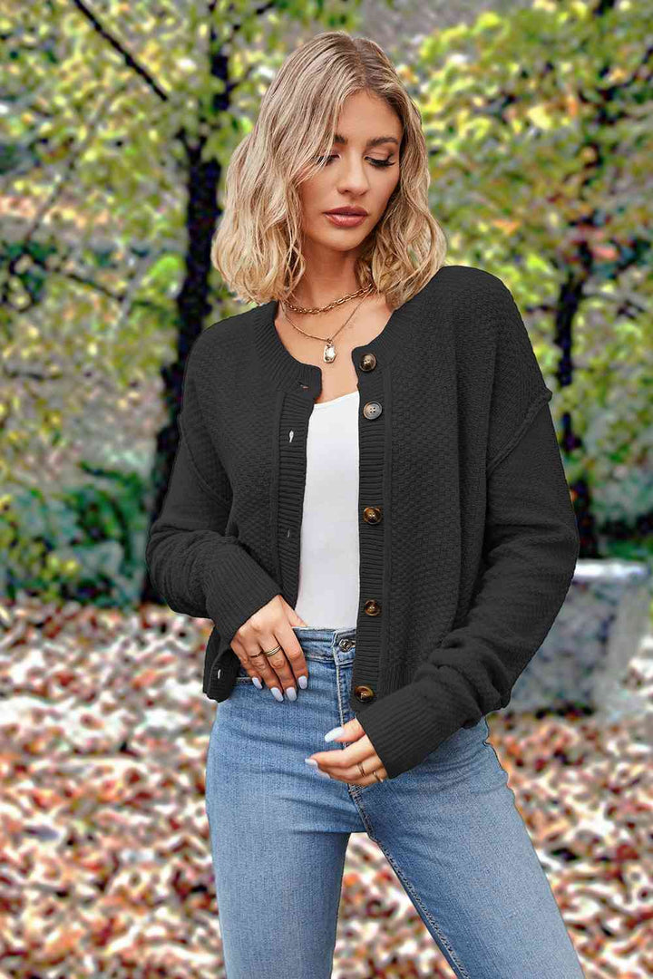 Stilla | Op Rund Hals Drop Skulder Cardigan
