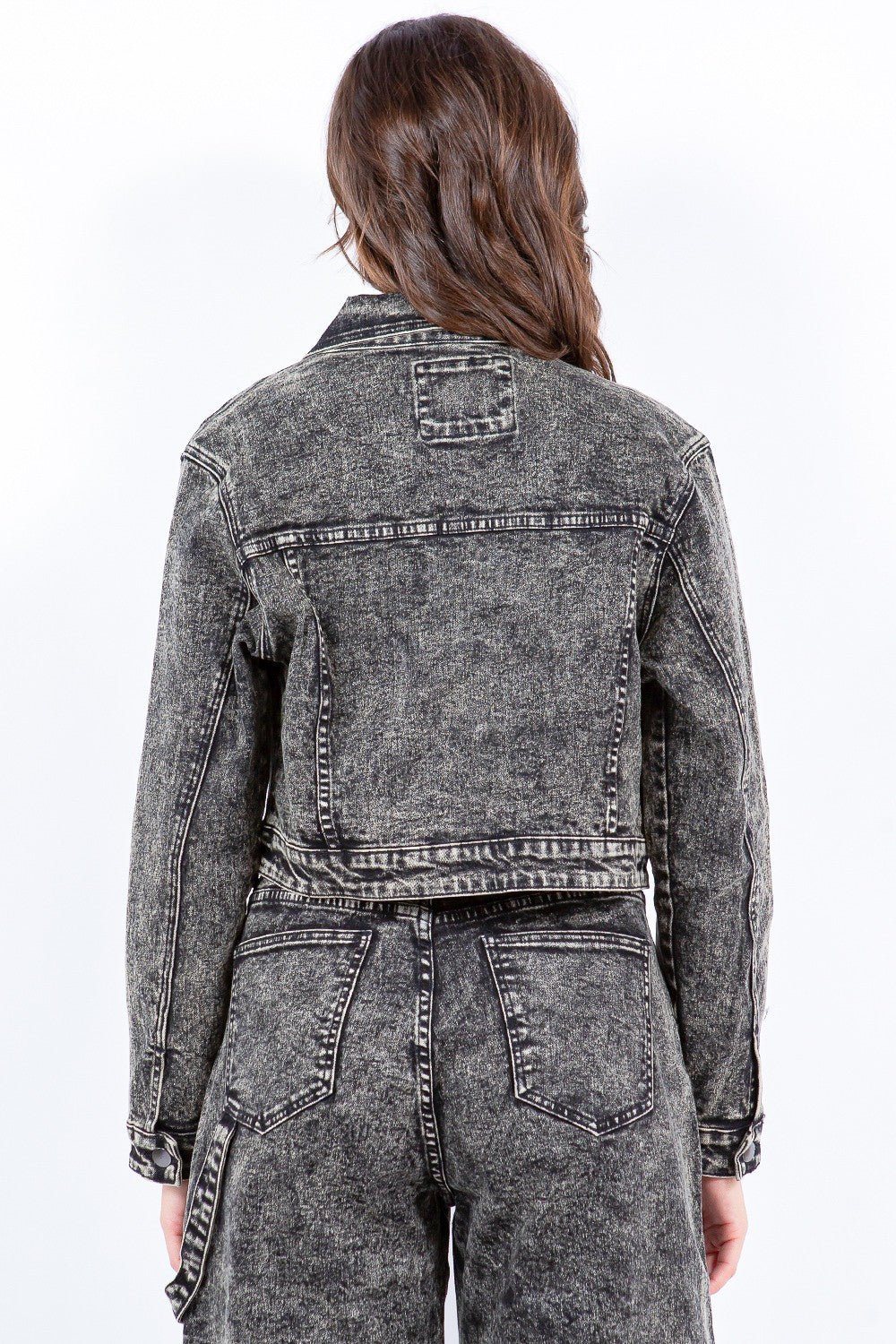 Stilla | Bazi Overdyed Bleached Zip Up Cropped Jacket