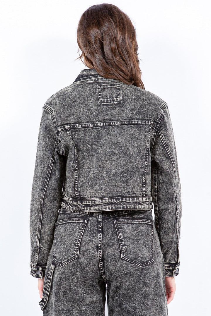 Stilla | Bazi Overdyed Bleached Zip Up Cropped Jacket