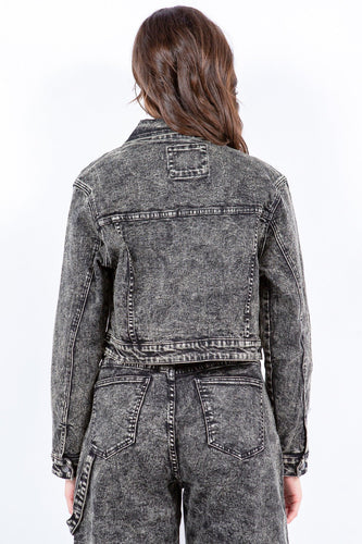 Stilla | Bazi Overdyed Bleached Zip Up Cropped Jacket