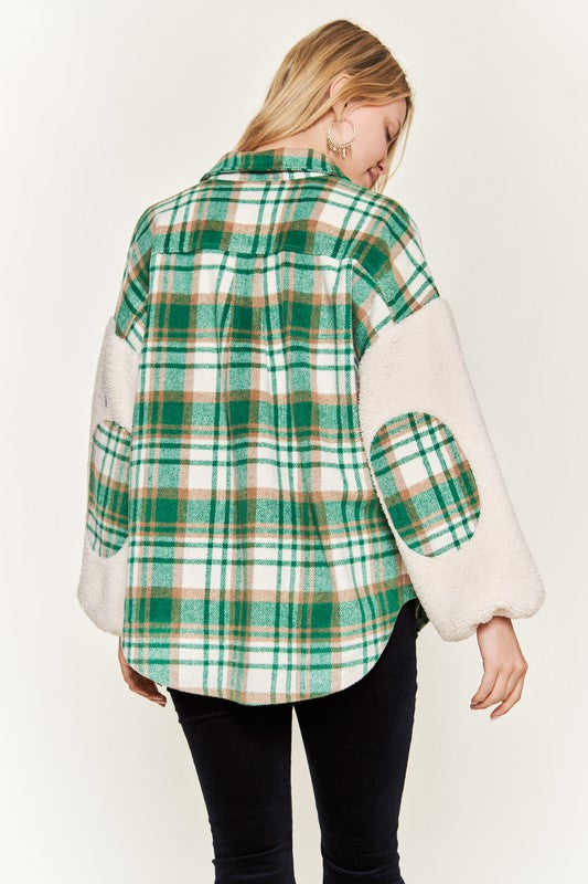 Stilla | Plaid Fuzzy Sleeve Jacket