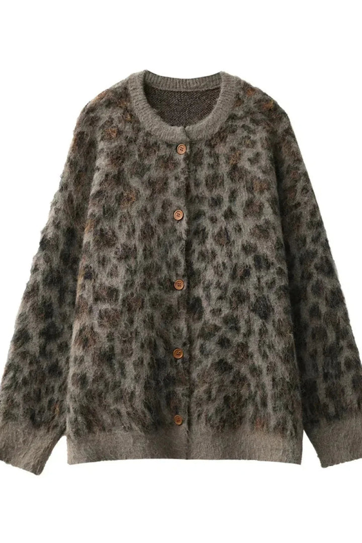 Stilla | Komfortabel Leopardprint Enkeltknap Cardigan