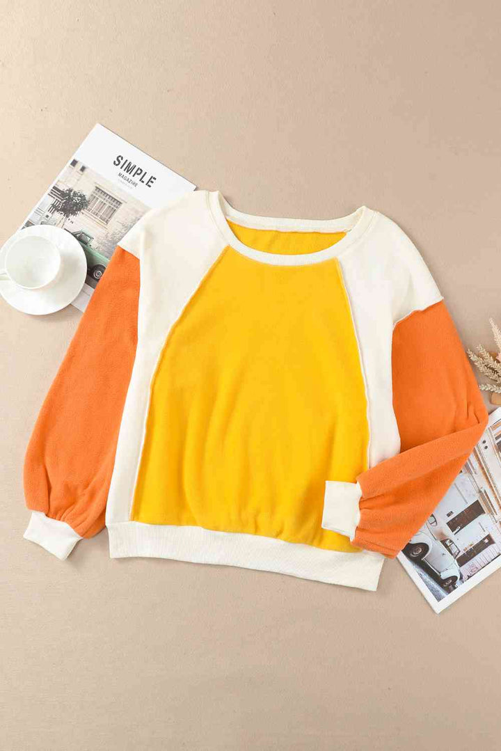 Stilla | Hals Nedsat Skulder Farveblok Sweatshirt