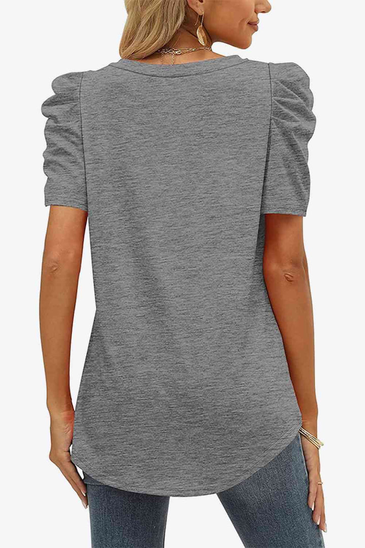 Stilla | Hals Puff Ermel T-shirt