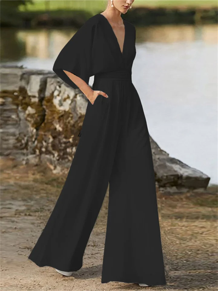 Stilla | Elegant Jumpsuit med Brede Ben og V-Hals til Kvinder