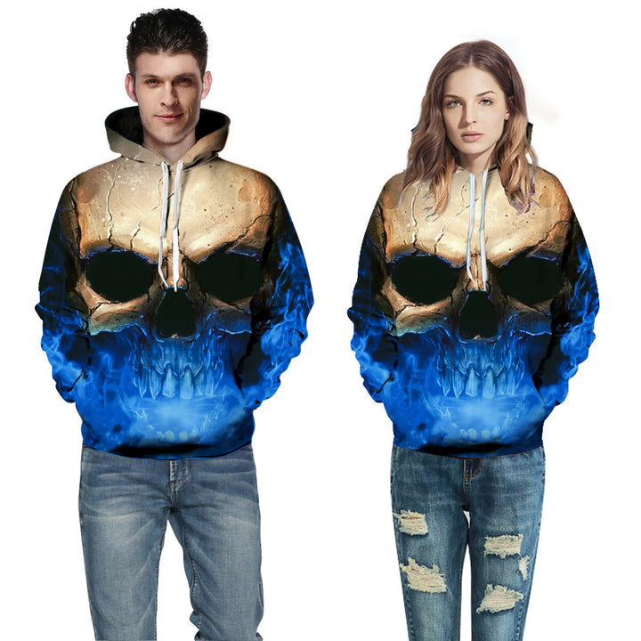 Unisex Hoodie med unikt dødningehoveddesign Stilla