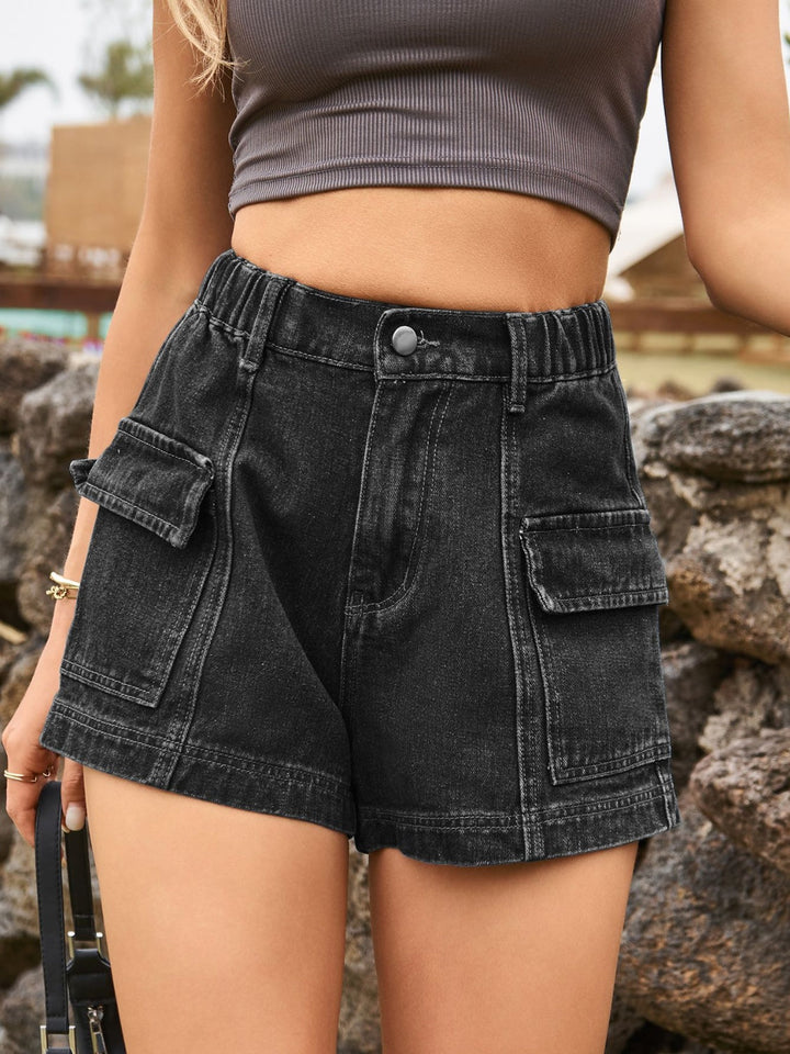 Stilla | Talje Denim Shorts med Lommer