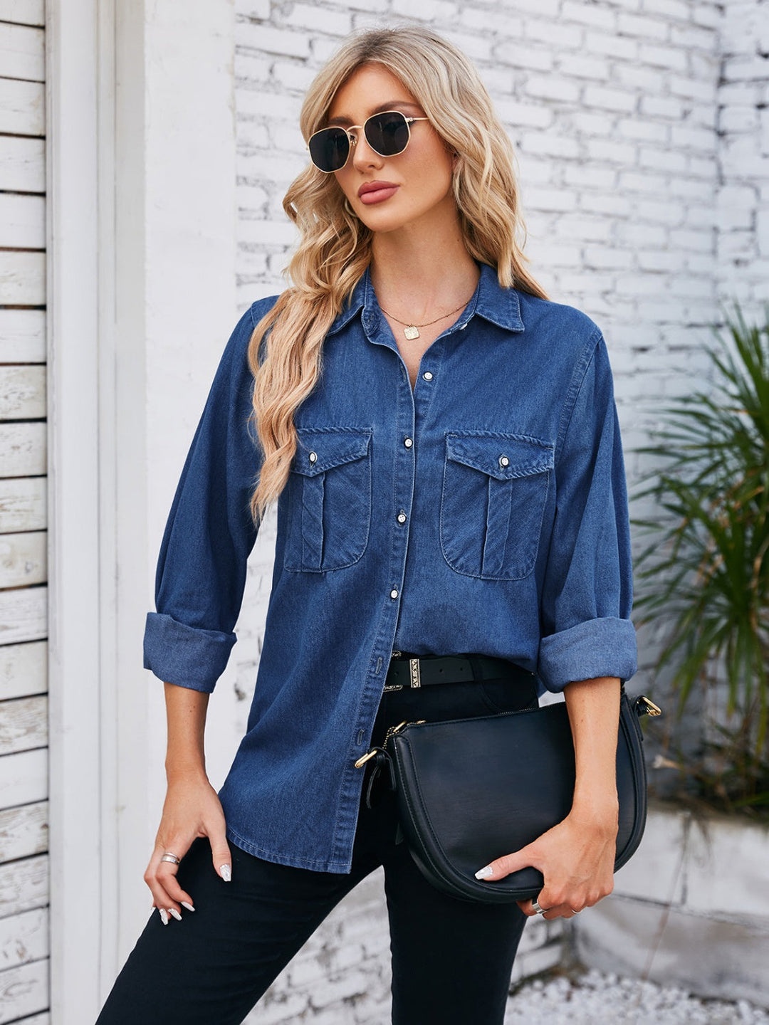 Stilla | Opkravede Hals Denim Jakke