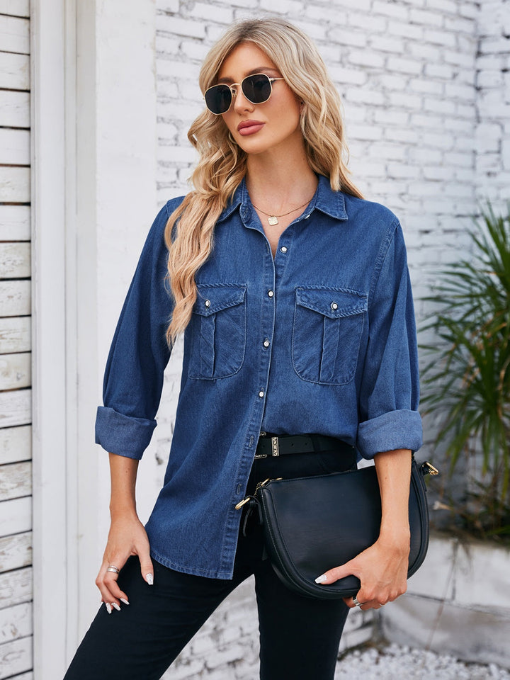 Stilla | Opkravede Hals Denim Jakke