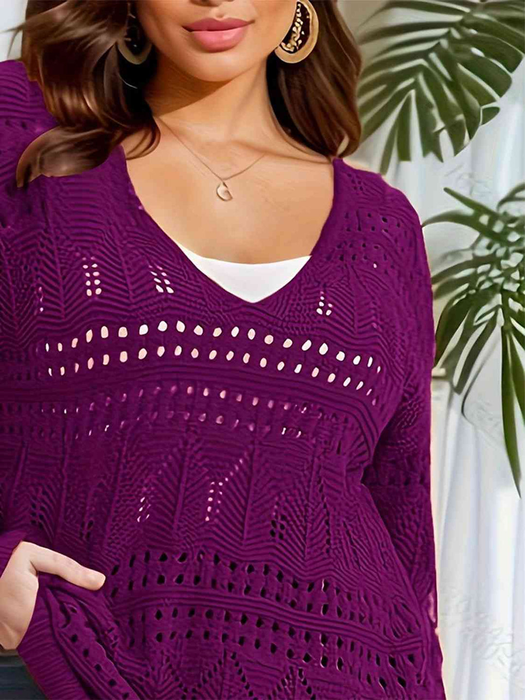 Stilla | Størrelse Åbenarbejdet Udsnit Langærmet Sweater