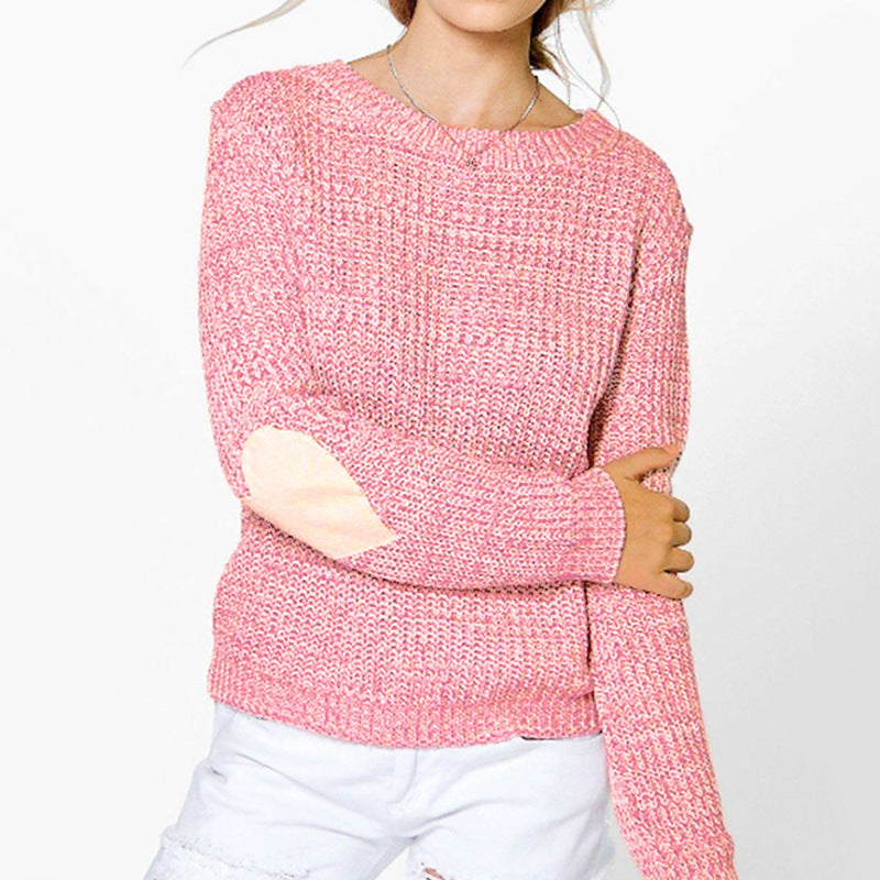 Kvindernes strikkede sweater med hjerteapplikationer og moderne snit Stilla