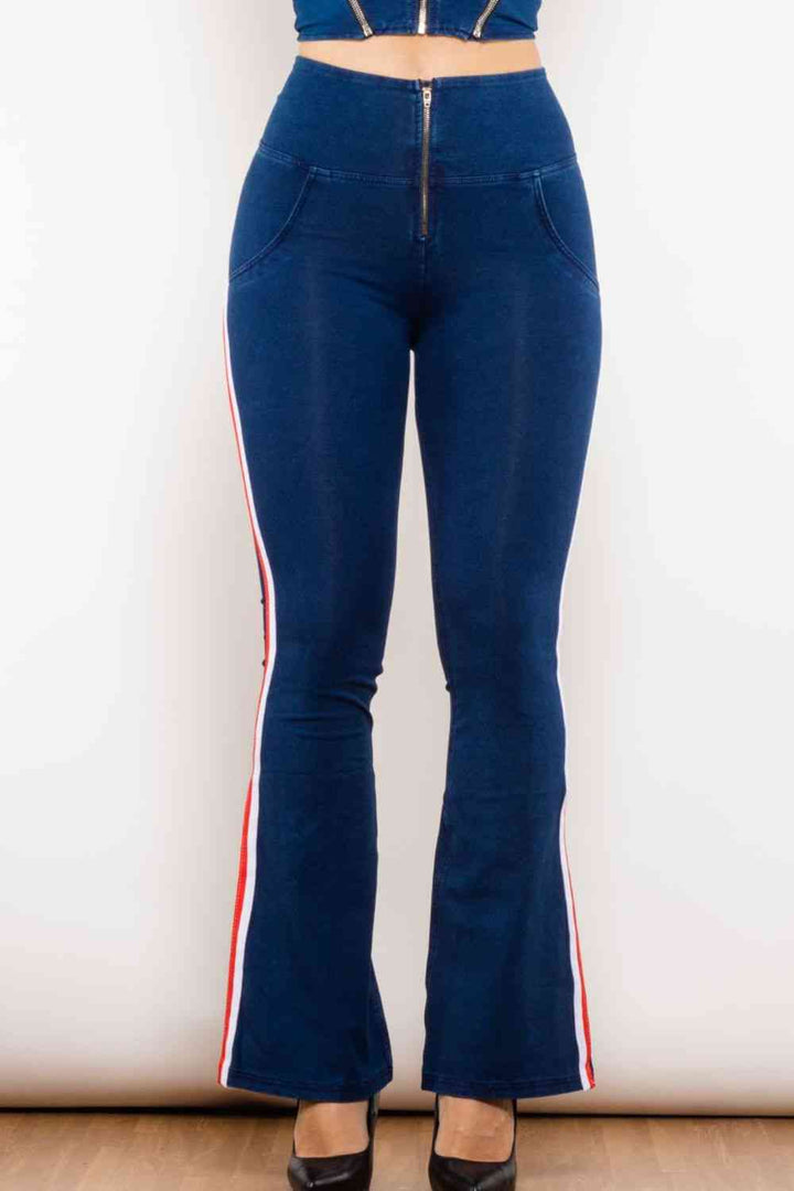Stilla | Stripe Lynlås Lukning Bootcut Jeans