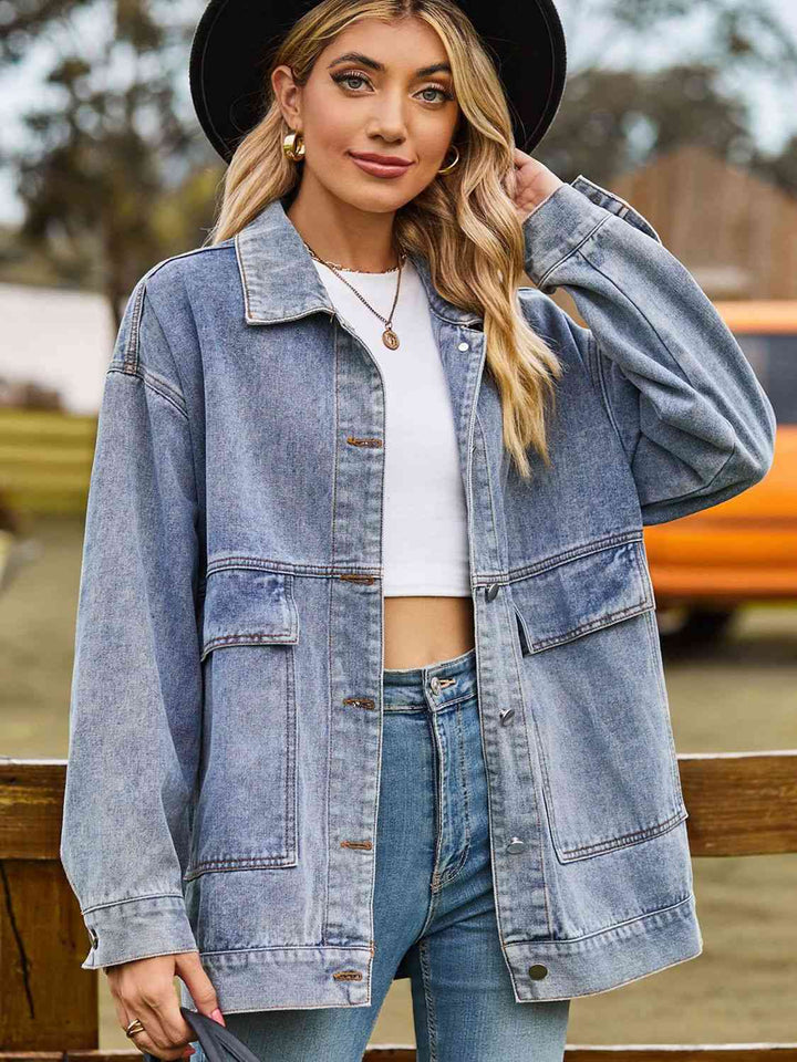 Stilla | Skulder Denim Jakke Med Lommer