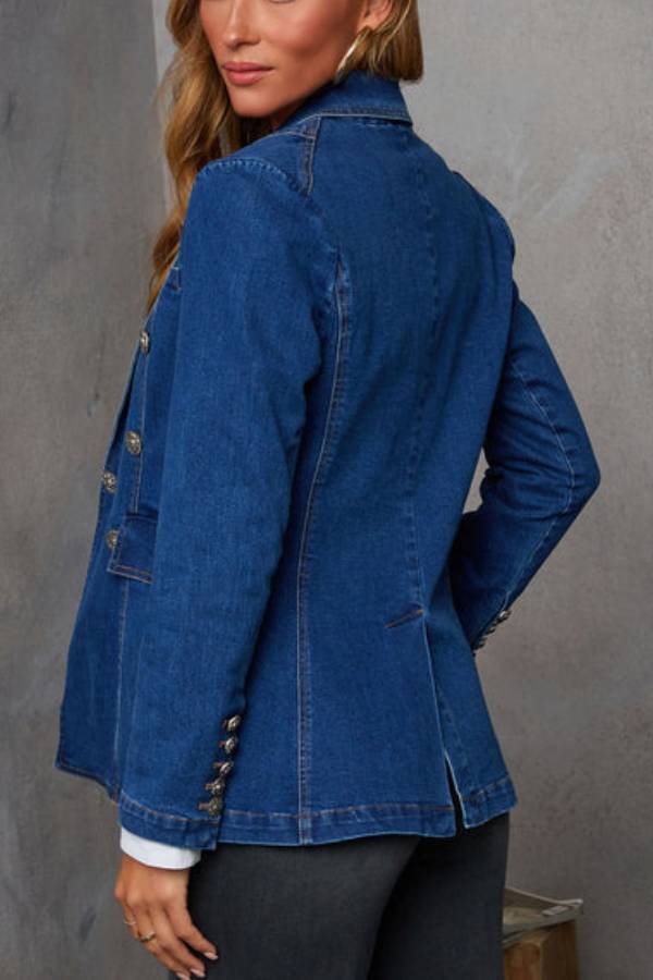 Stilla | Easy on Me Blazer Af Jeansimitat Med Dobbeltknaplukning