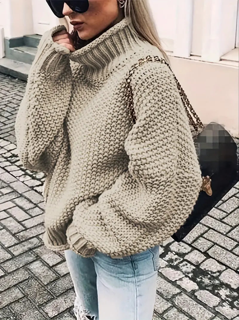 Stilla | Ensfarvet Rullekravepullover
