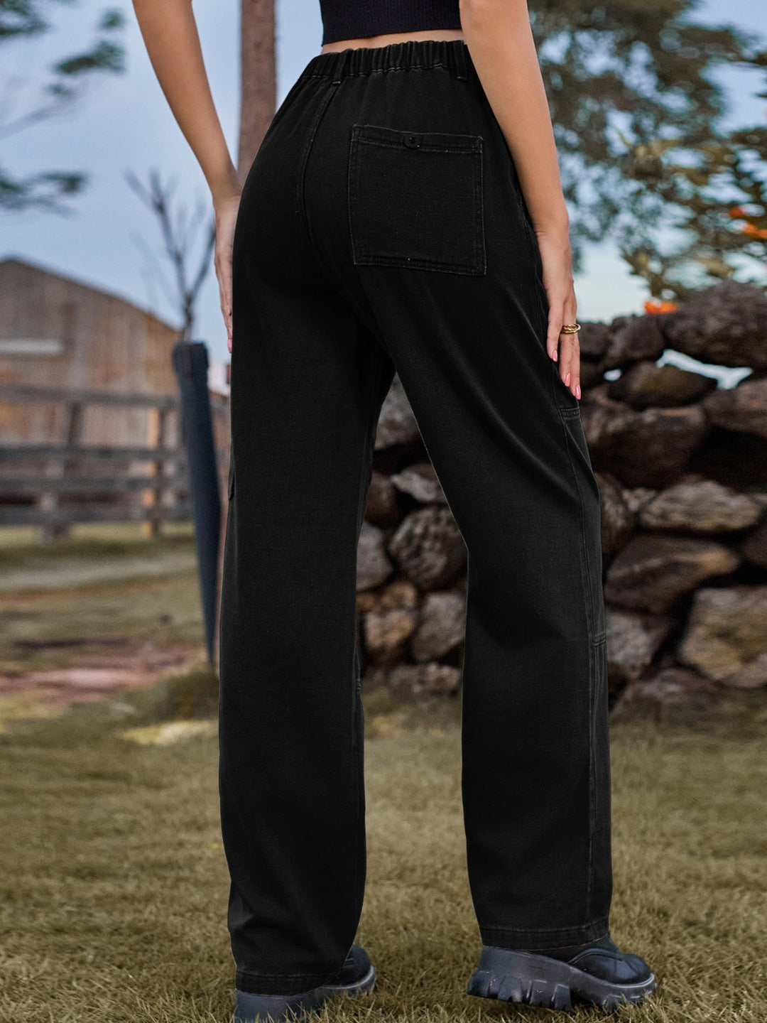Stilla | Talje Cargo Straight Jeans