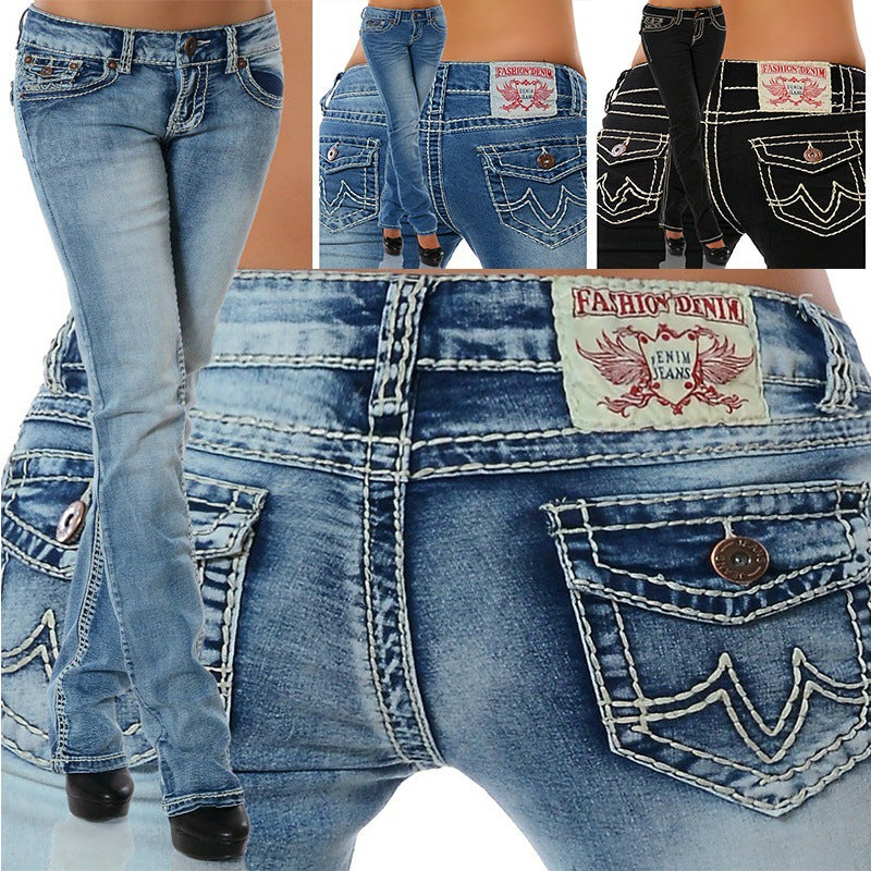 Dame Elegante Bootcut Jeans med højkvalitets strækstof og attraktive lommer Stilla