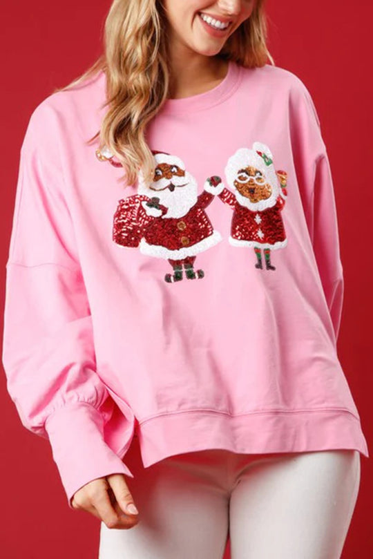 Stilla | Julemand Pailletter Casual Løs Lange Ærmer Sweatshirt
