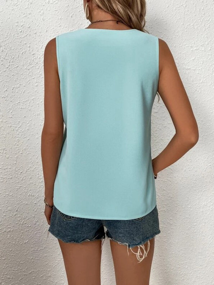 Stilla | Plus Size Blonde Detalje V-Hals Tank