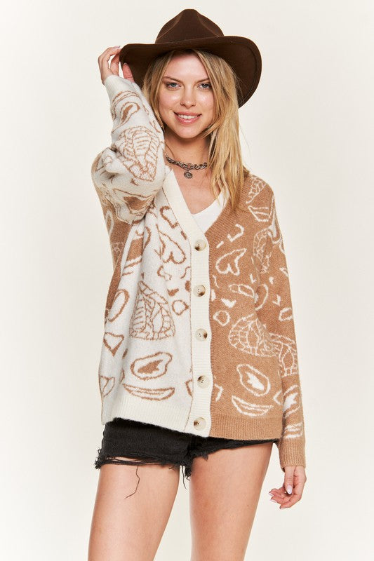 Stilla | Paisley Farveblok Cardigan