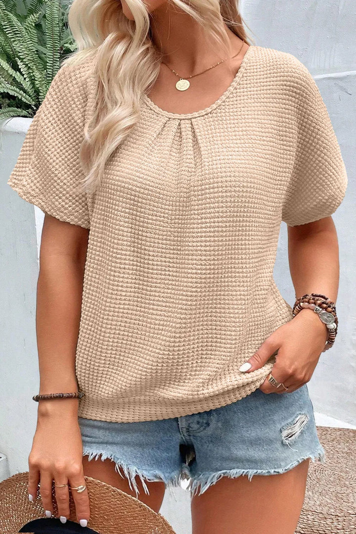 Stilla | Plus Size Struktureret Blonde Rund Hals Kort Ærmet T-Shirt