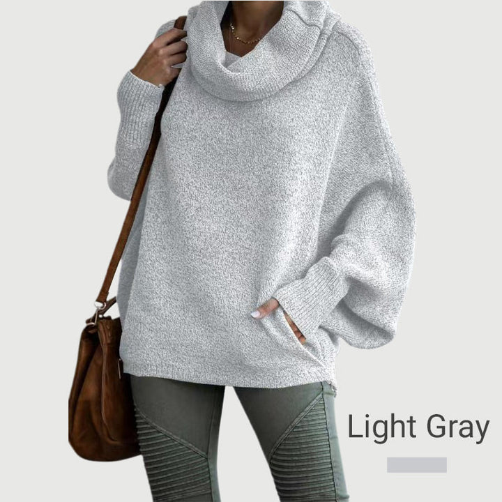 Stilla | Cozy Batwing Sweater med Vandfaldsudskæring og Lommer
