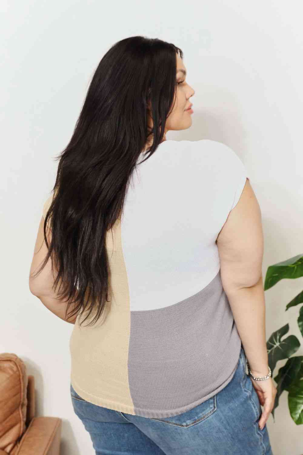Stilla | Tag Farve Blok V-hals Strik Top