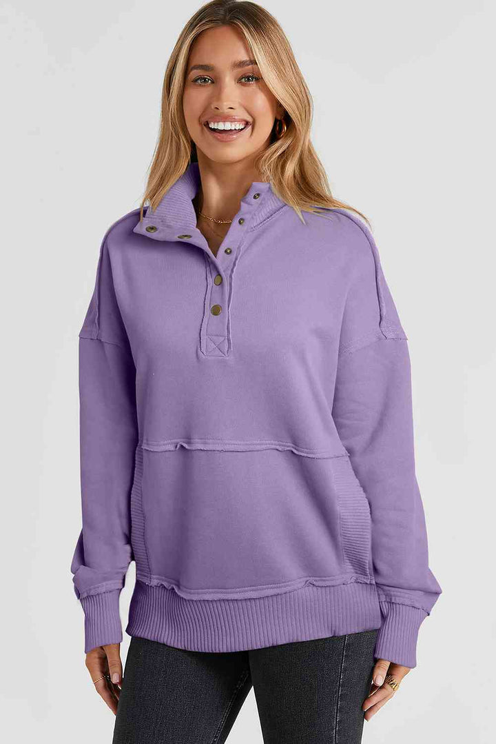Stilla | Snap Drop Shoulder Langærmet Sweatshirt