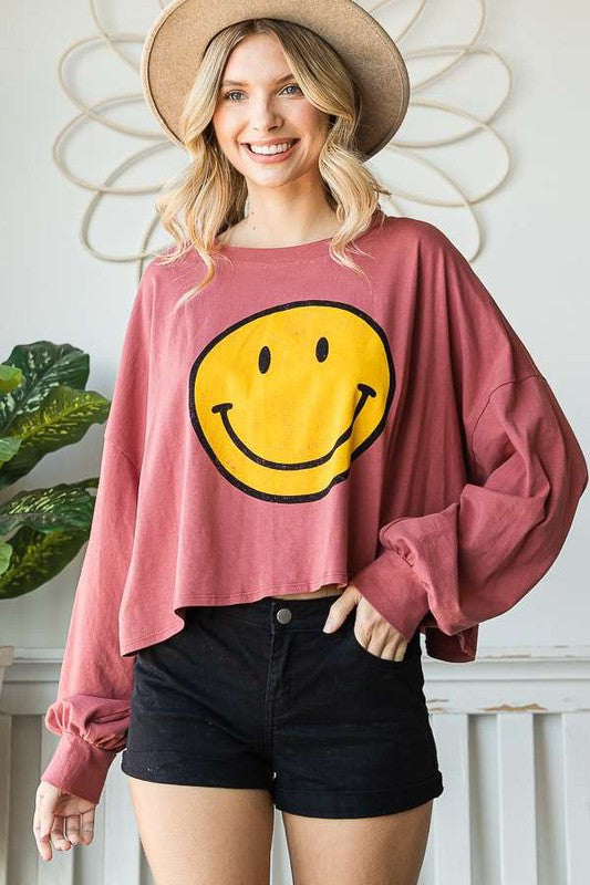 Stilla | Ansigt Langærmet Crop Top
