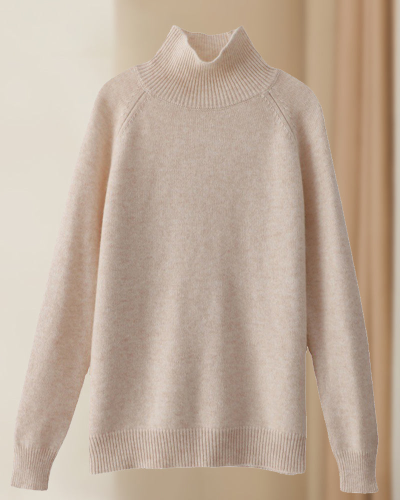 Stilla | Ensfarvet Sweatshirt med Høj Krave og Lange Ærmer